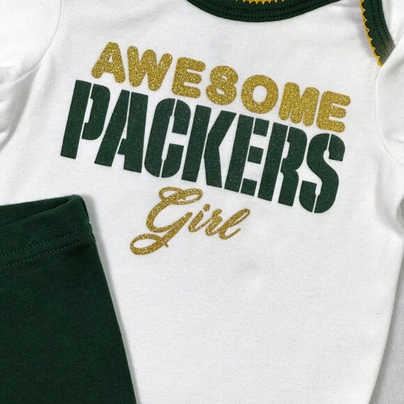 NFL Green Bay Packers Baby Girl Onesie Pants Hat Set 0-3 Months - Picture 4 of 10